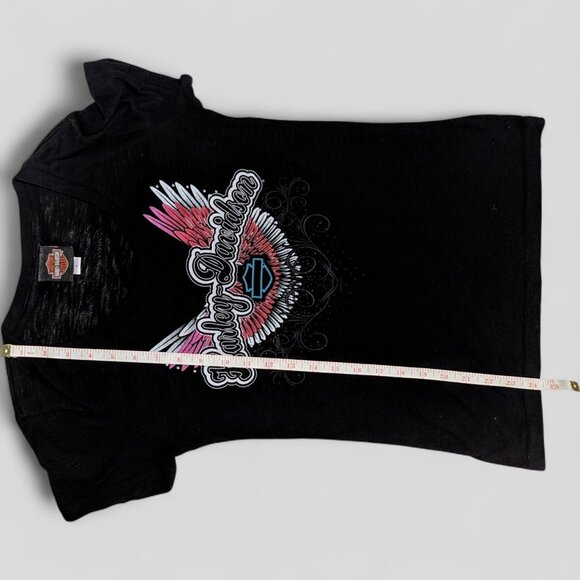 Harley Davidson Womens Sz M‎ Shirt Smoky Mountain Wings Graphic Biker Motorcycle - Picture 7 of 8